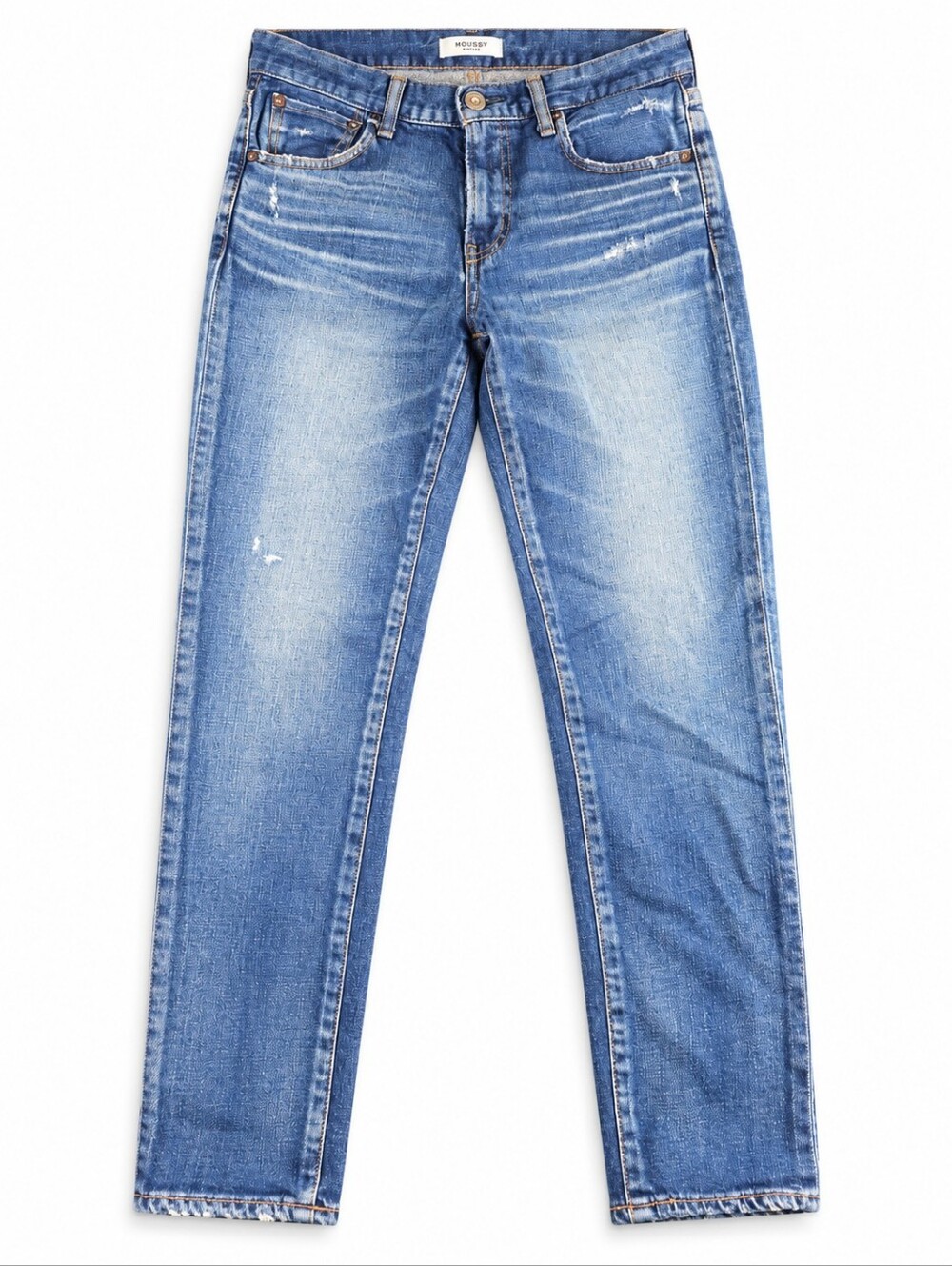 MOUSSY Vintage Women’s Cropped Jeans Size 27 Distressed Medium Wash Straight Leg